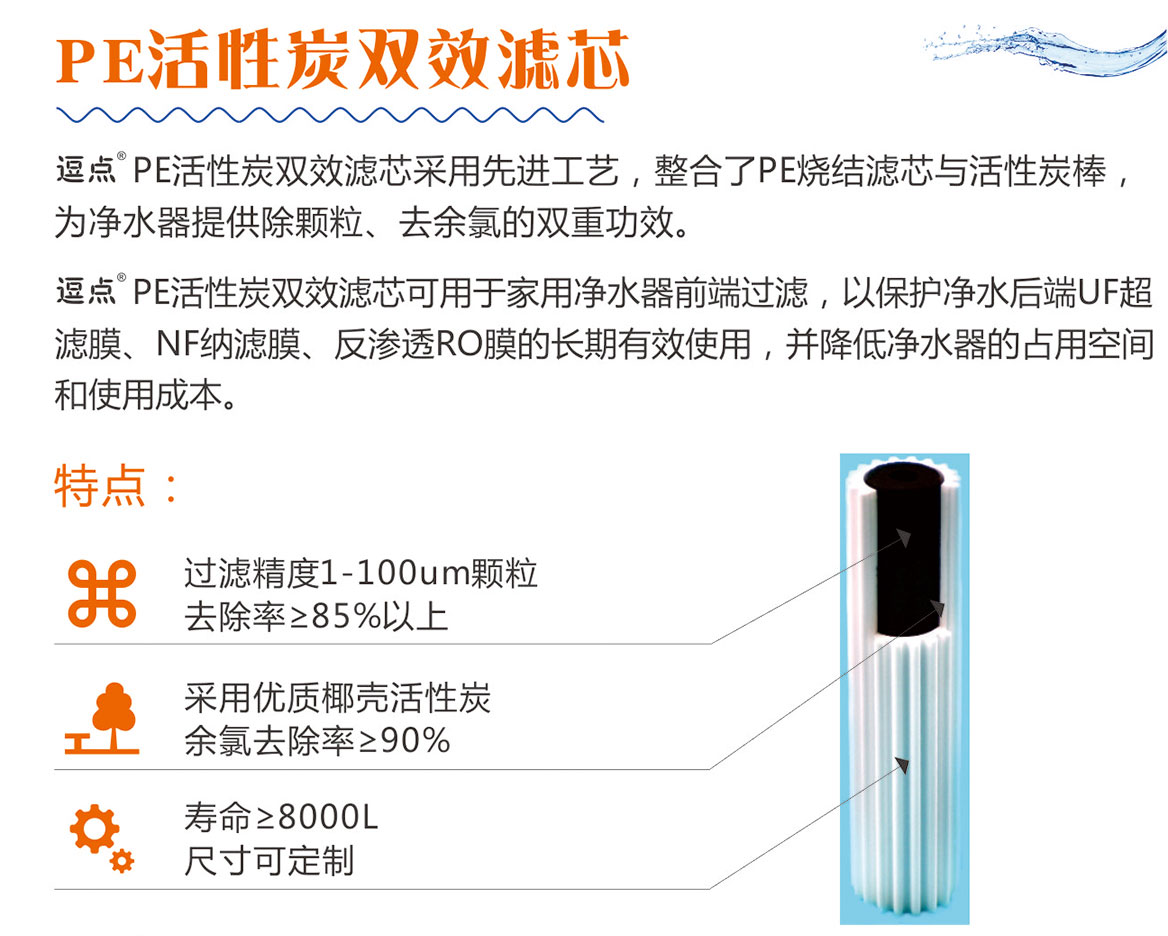 PE活性炭双效滤芯